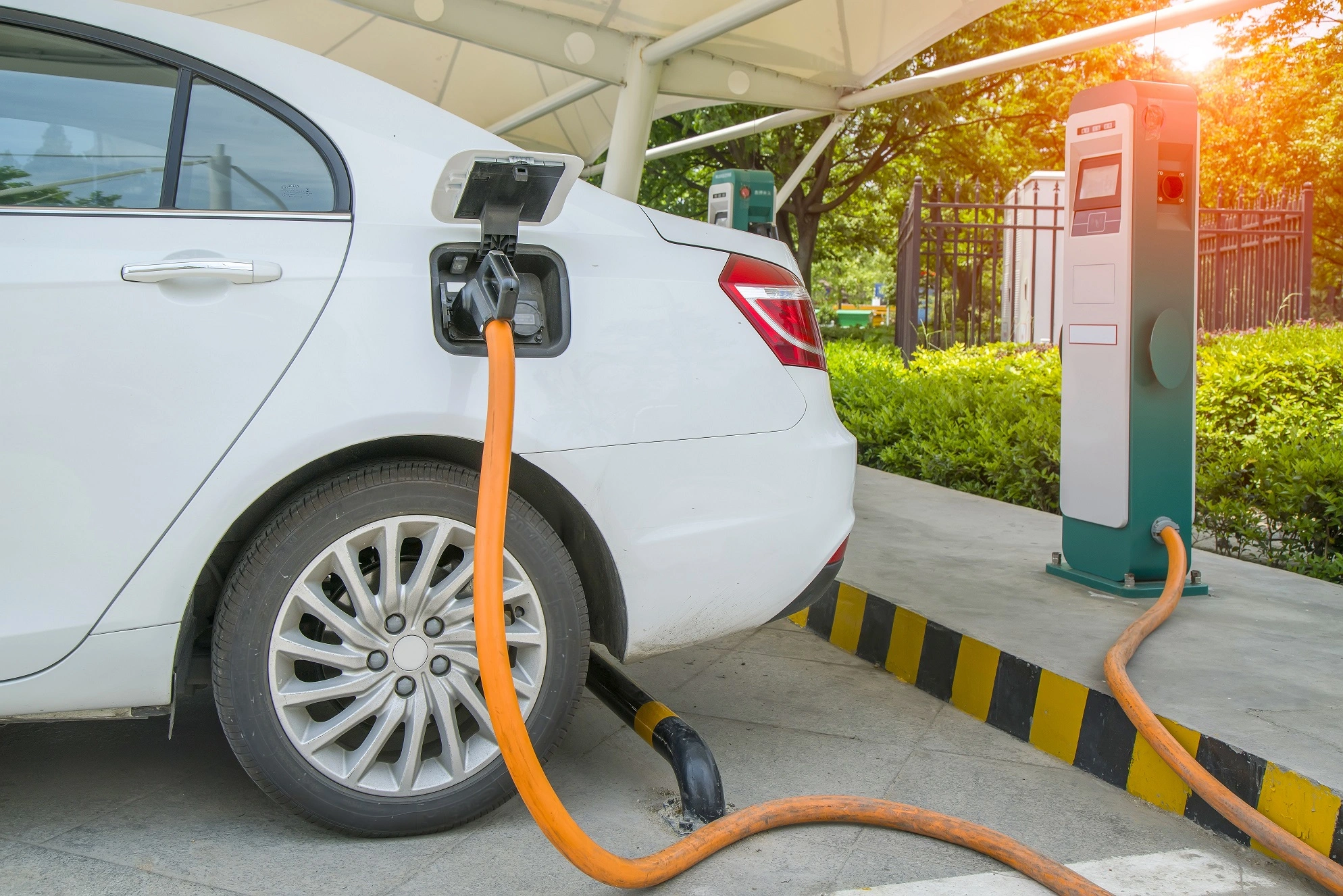 Electric Car at charging station